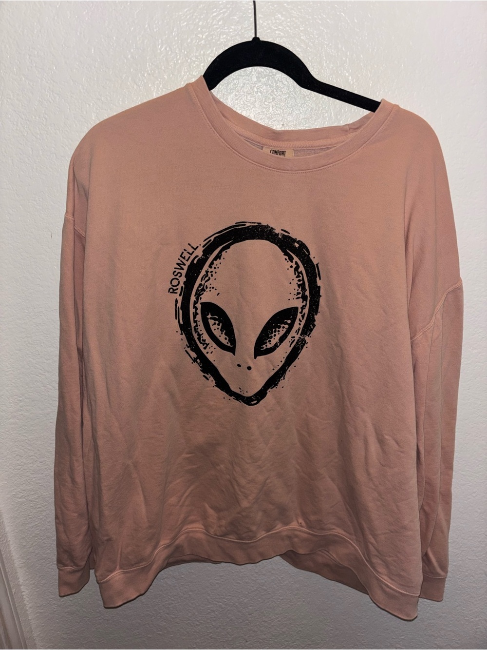 Roswell Alien Graphic Comfort Colors Crewneck Sweatshirt - Dusty Pink